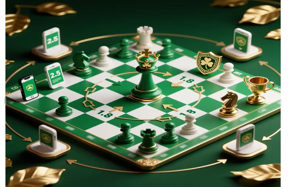 Chess board with betting strategy symbols showing strategic bookmaker selection and multi-platform approach