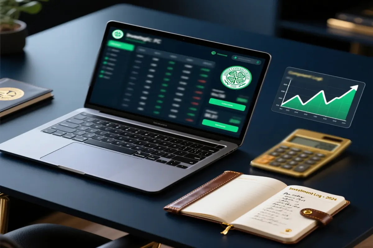 Professional betting mindset showing investment portfolio dashboard with Celtic betting records and financial analytics