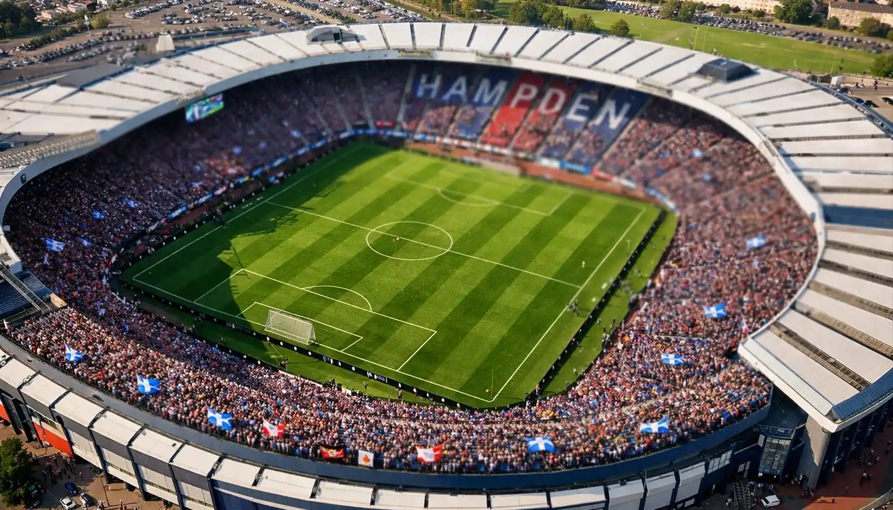 Hampden Park stadium aerial view on cup final day